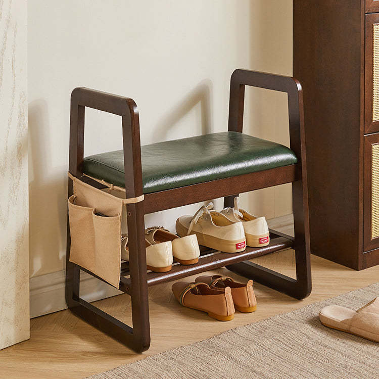 Minimalist Leather Trapezoid Shoe Bench