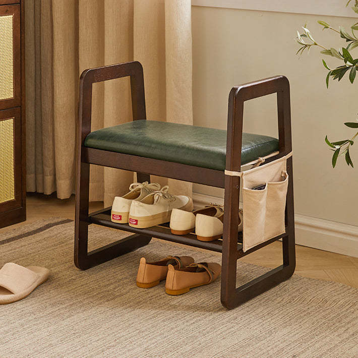 Minimalist Leather Trapezoid Shoe Bench