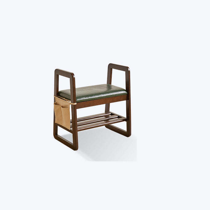 Minimalist Leather Trapezoid Shoe Bench