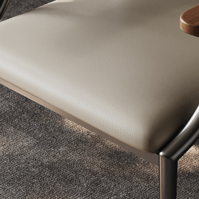 Scandinavian Microfiber Leather Walnut Curved Dining Chair