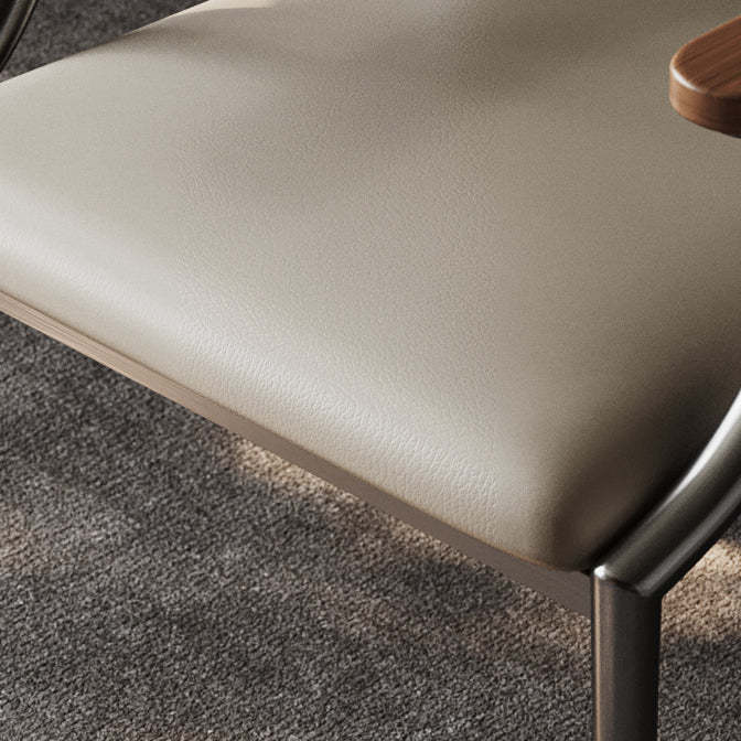 Scandinavian Microfiber Leather Walnut Curved Dining Chair
