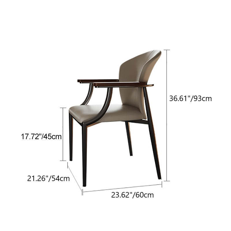 Scandinavian Microfiber Leather Walnut Curved Dining Chair