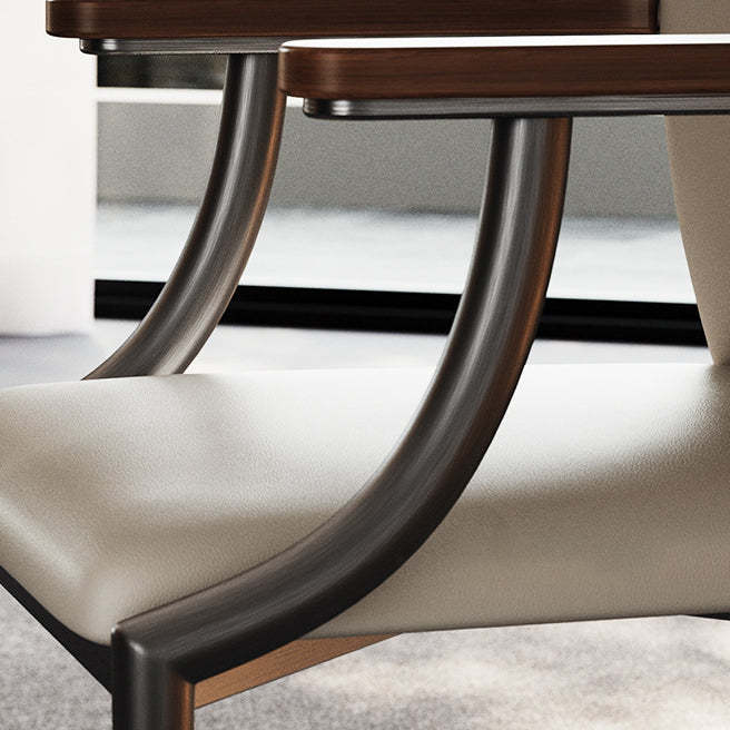Scandinavian Microfiber Leather Walnut Curved Dining Chair