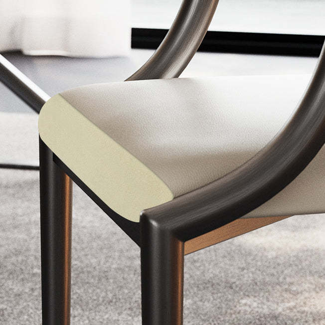 Scandinavian Microfiber Leather Walnut Curved Dining Chair