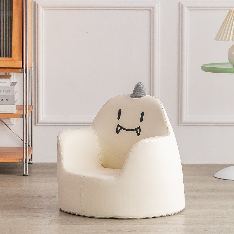 Contemporary Baby Rabbit Dinosaur Bear Leather Accent Chair — Beige Rabbit