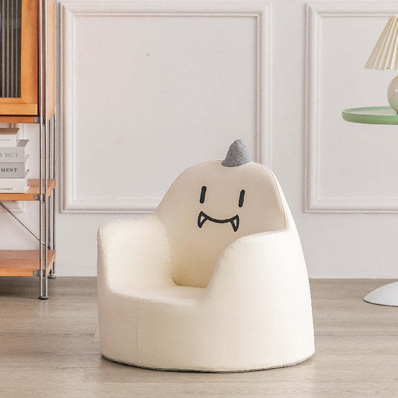 Contemporary Baby Rabbit Dinosaur Bear Leather Accent Chair — Beige Rabbit