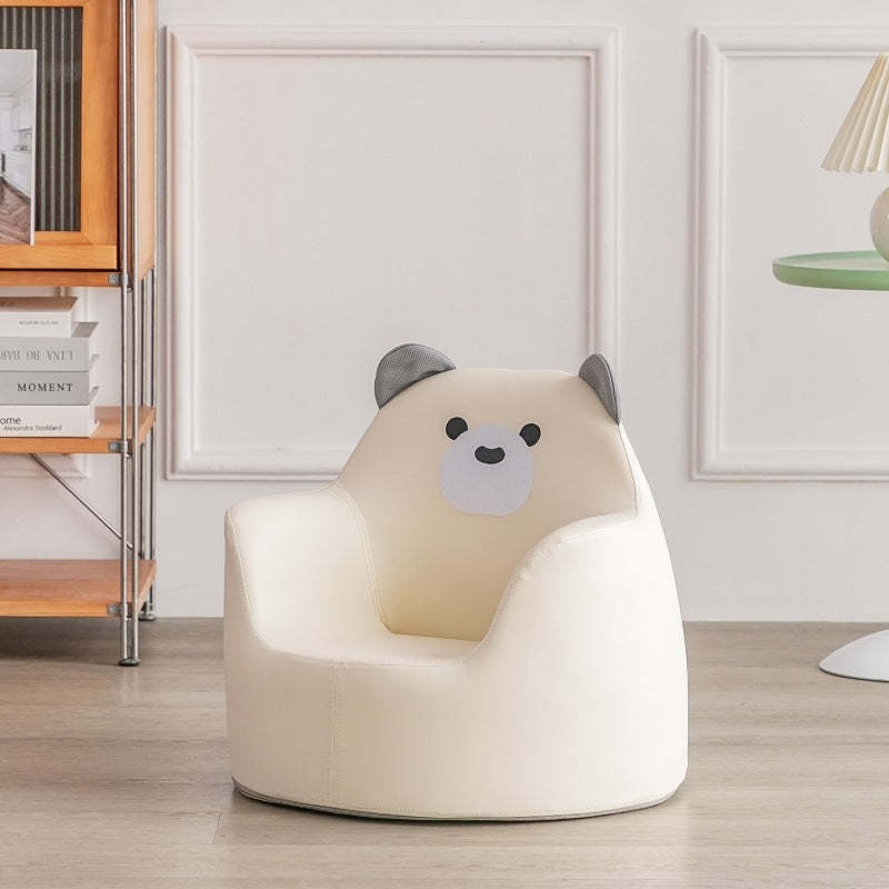 Contemporary Baby Rabbit Dinosaur Bear Leather Accent Chair — Beige Bear