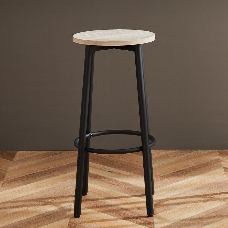 Lighom minimalist round iron bar & counter stools — White