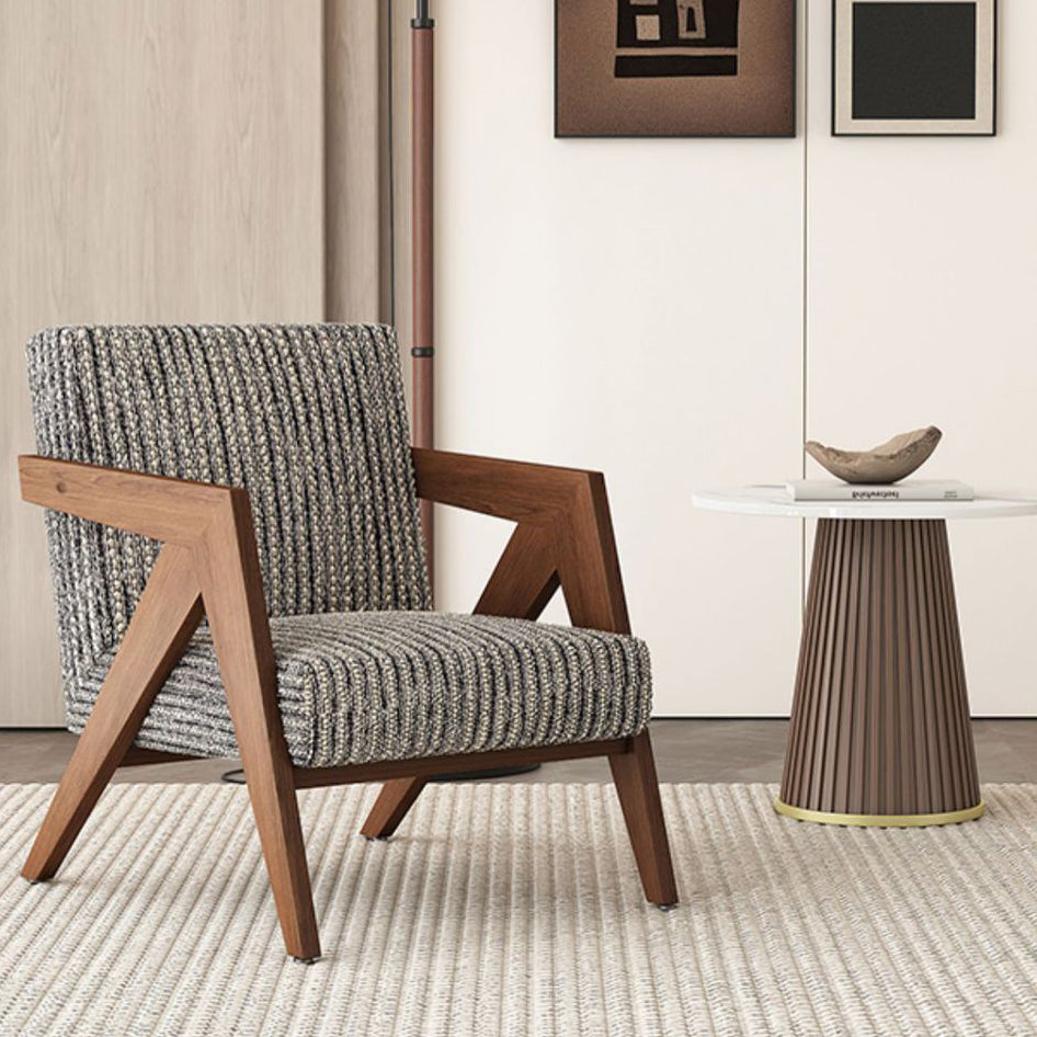 Chinese Rubberwood Linen Velvet Accent Chair — B - Fabric