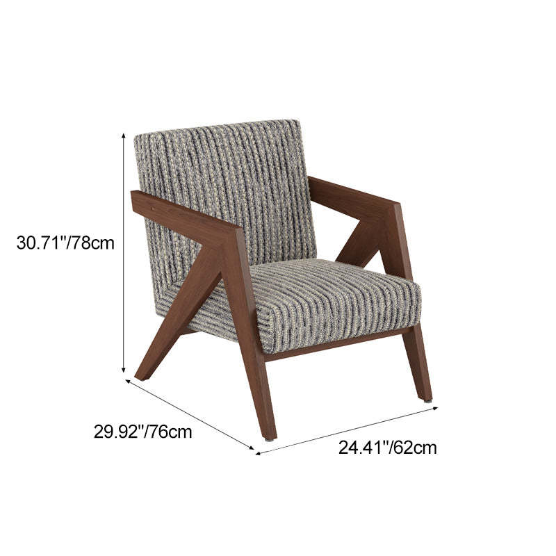 Chinese Rubberwood Linen Velvet Accent Chair — D - Velvet