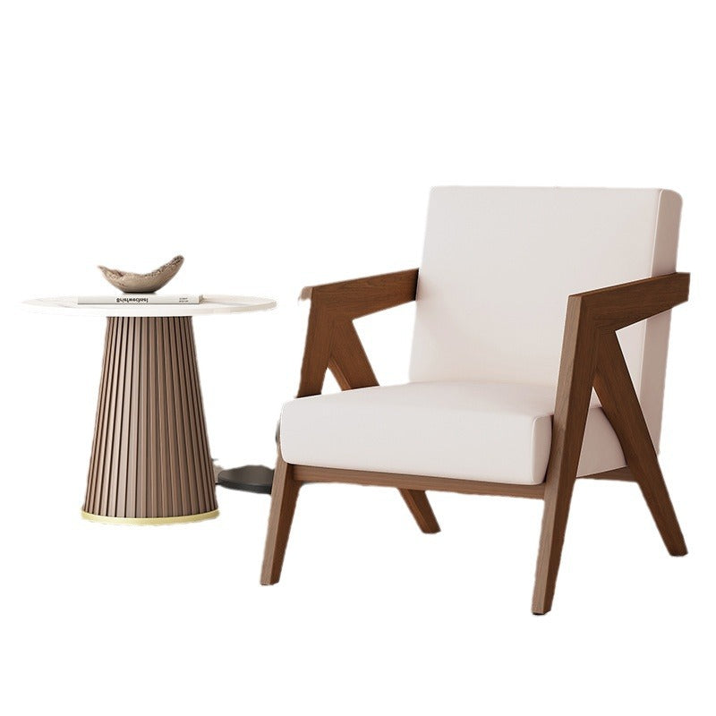 Chinese Rubberwood Linen Velvet Accent Chair