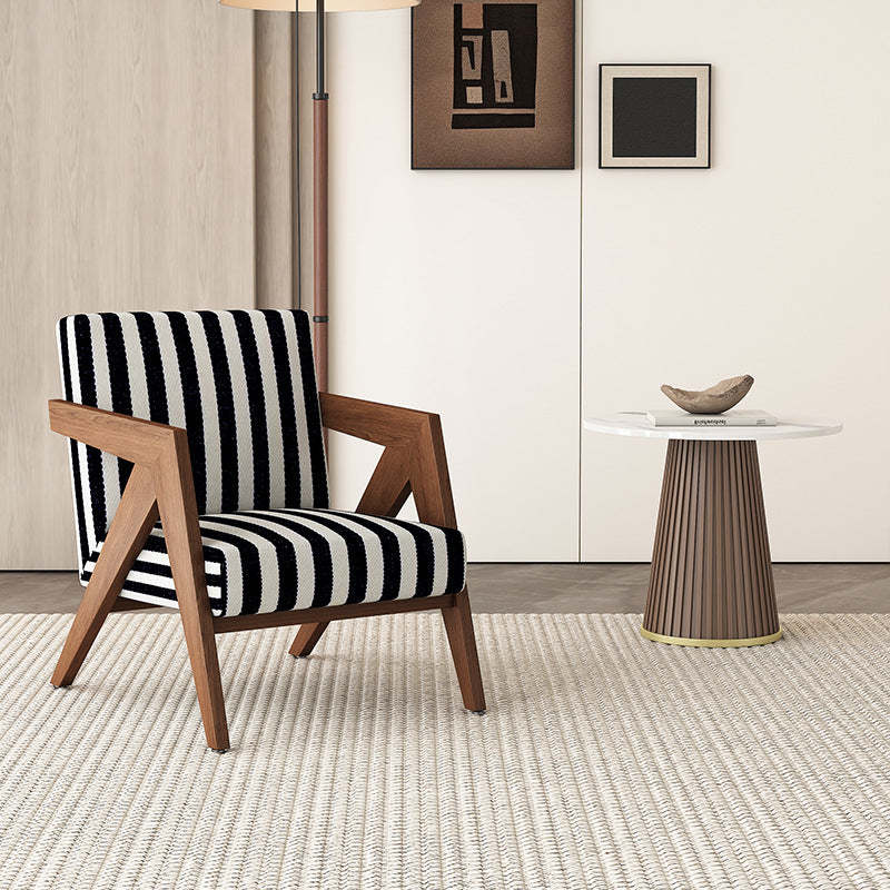 Chinese Rubberwood Linen Velvet Accent Chair