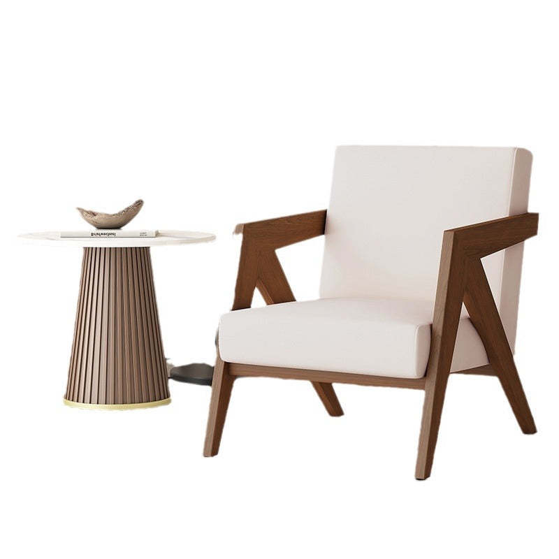 Chinese Rubberwood Linen Velvet Accent Chair