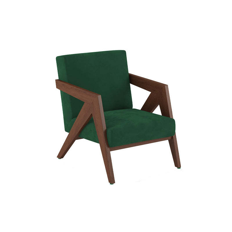 Chinese Rubberwood Linen Velvet Accent Chair