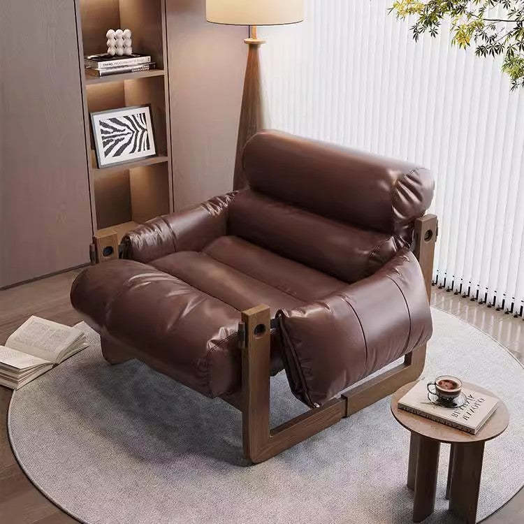 Traditional oil-wax brown accent chairs, Lighom