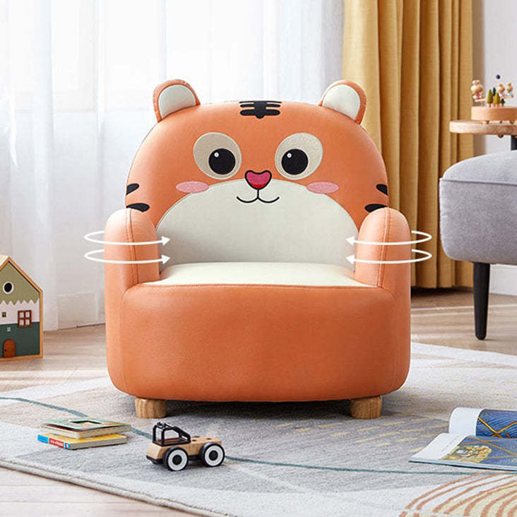 Art Deco Kids Leather Wood Tiger Chair — Bear