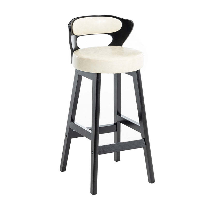 Minimalist horn-shaped bar & counter stools in leather wood metal