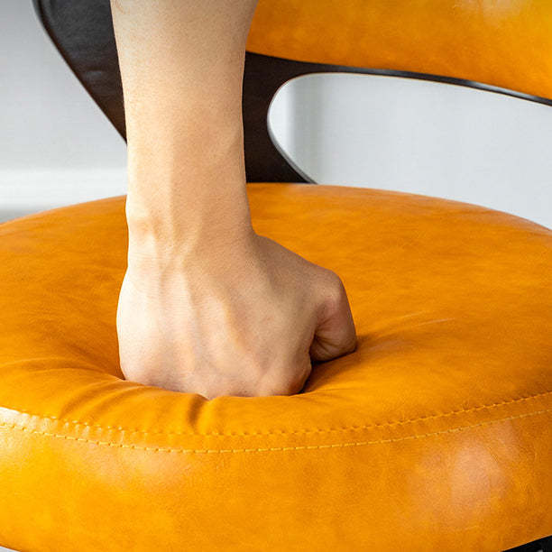 Minimalist Leather Wood Horn-Shaped Bar Stool — Light Gray