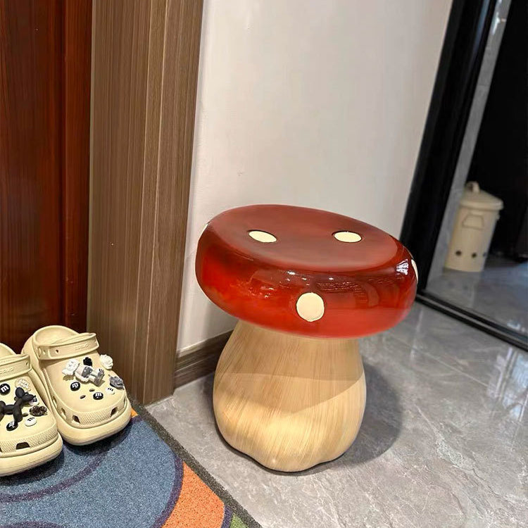 Red art deco mushroom deco footstools