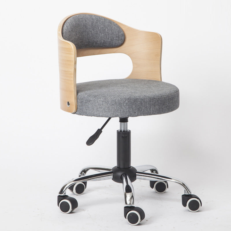 Minimalist Cotton-Linen Leather Iron Hollow Round Desk Chair