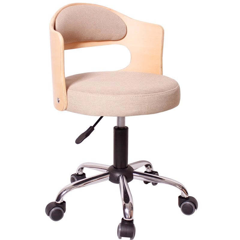 Minimalist Cotton-Linen Leather Iron Hollow Round Desk Chair