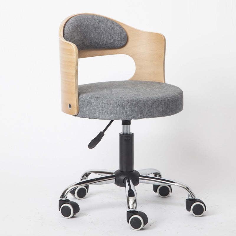 Minimalist Cotton-Linen Leather Iron Hollow Round Desk Chair