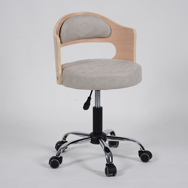 Minimalist Cotton-Linen Leather Iron Hollow Round Desk Chair
