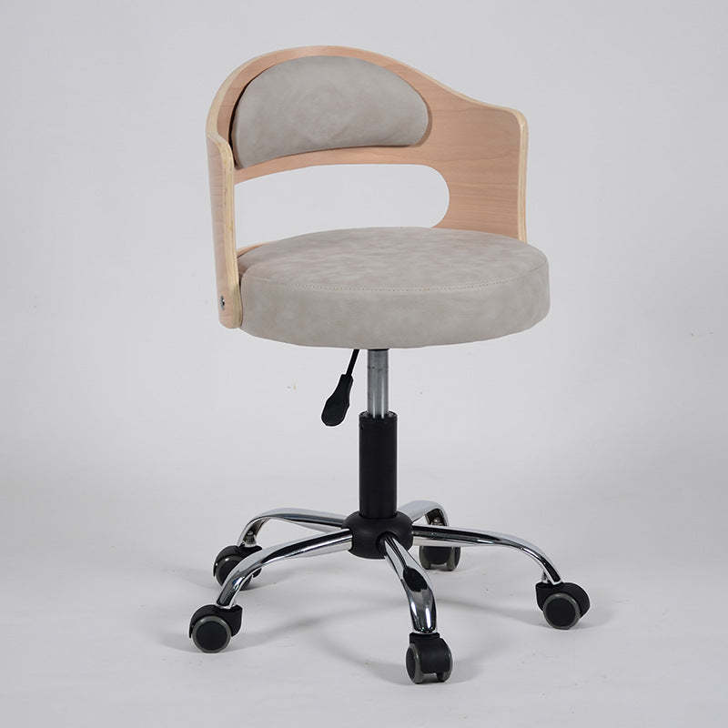 Minimalist Cotton-Linen Leather Iron Hollow Round Desk Chair