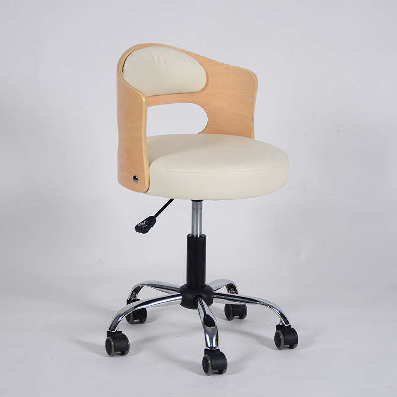 Minimalist Cotton-Linen Leather Iron Hollow Round Desk Chair