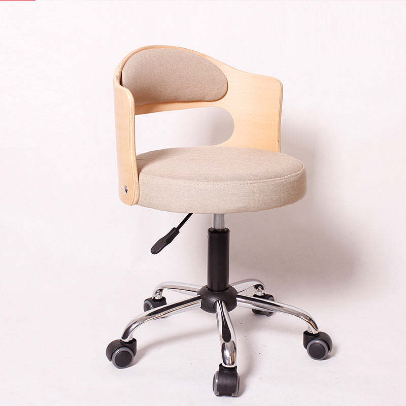 Minimalist Cotton-Linen Leather Iron Hollow Round Desk Chair — Light Blue & Tech Fabric