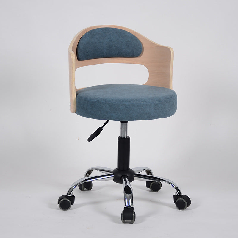 Minimalist Cotton-Linen Leather Iron Hollow Round Desk Chair — Lime Green & Tech Fabric
