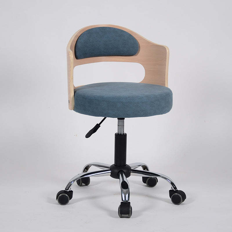 Minimalist Cotton-Linen Leather Iron Hollow Round Desk Chair — Lime Green & Tech Fabric