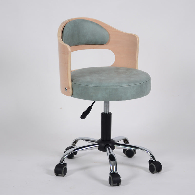 Minimalist Cotton-Linen Leather Iron Hollow Round Desk Chair