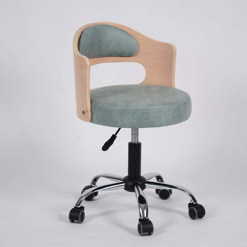 Minimalist Cotton-Linen Leather Iron Hollow Round Desk Chair