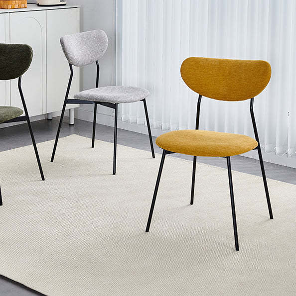 Scandinavian Linen Iron Semi-Round Dining Chair — Green
