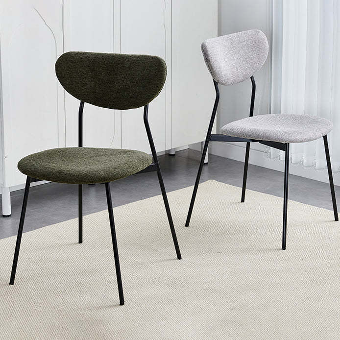 Scandinavian Linen Iron Semi-Round Dining Chair