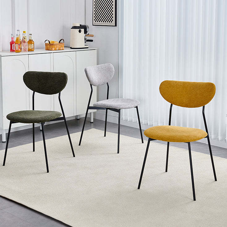 Scandinavian Linen Iron Semi-Round Dining Chair