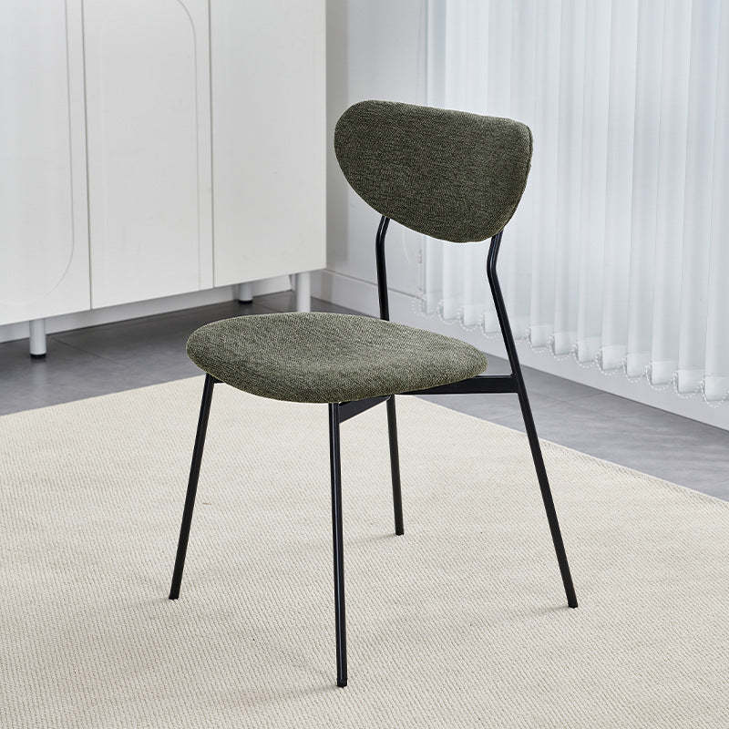 Nordic semi-round gray iron linen glass dining chairs & benches, Lighom