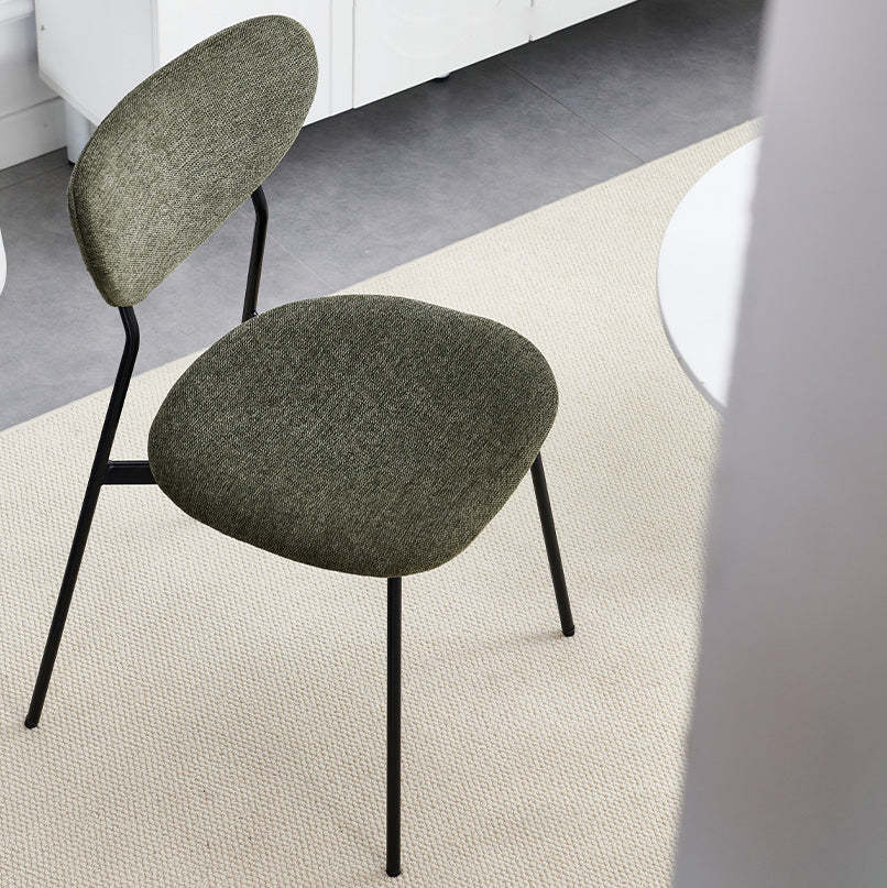 Scandinavian Linen Iron Semi-Round Dining Chair