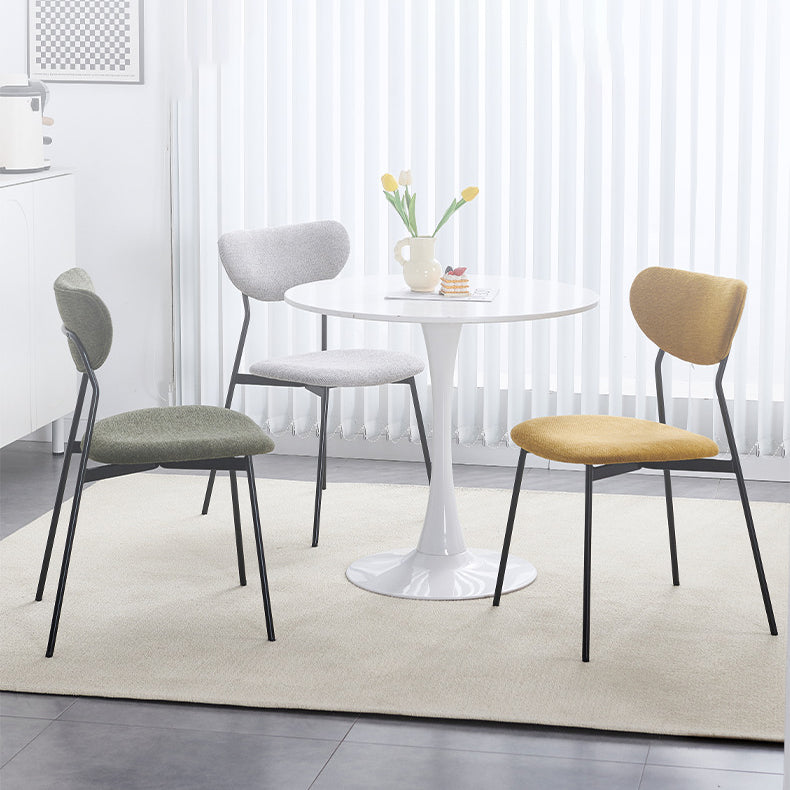 Scandinavian Linen Iron Semi-Round Dining Chair — Yellow