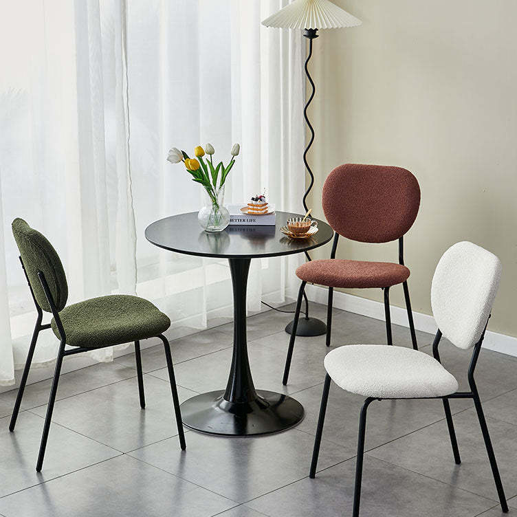 Scandinavian Velvet Iron Rounded Dining Chair — White