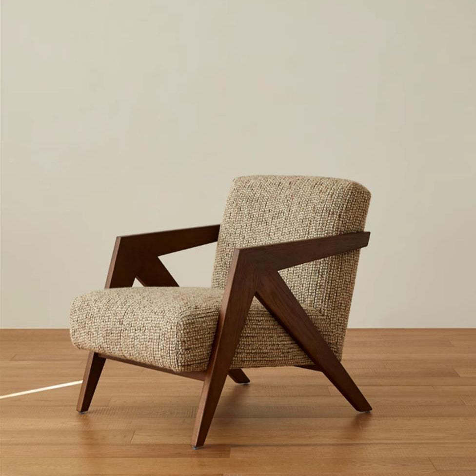 Chinese Wood Rounded Accent Chair