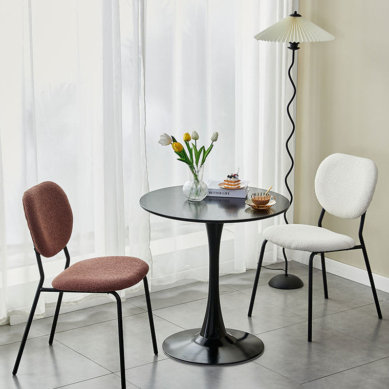 Scandinavian Velvet Iron Rounded Dining Chair — Dark Red