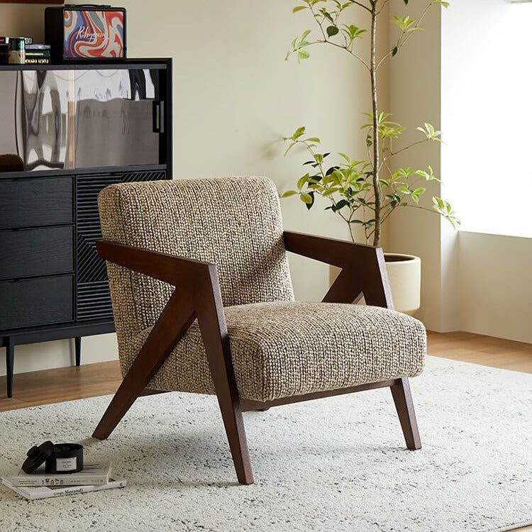 Chinese Wood Rounded Accent Chair