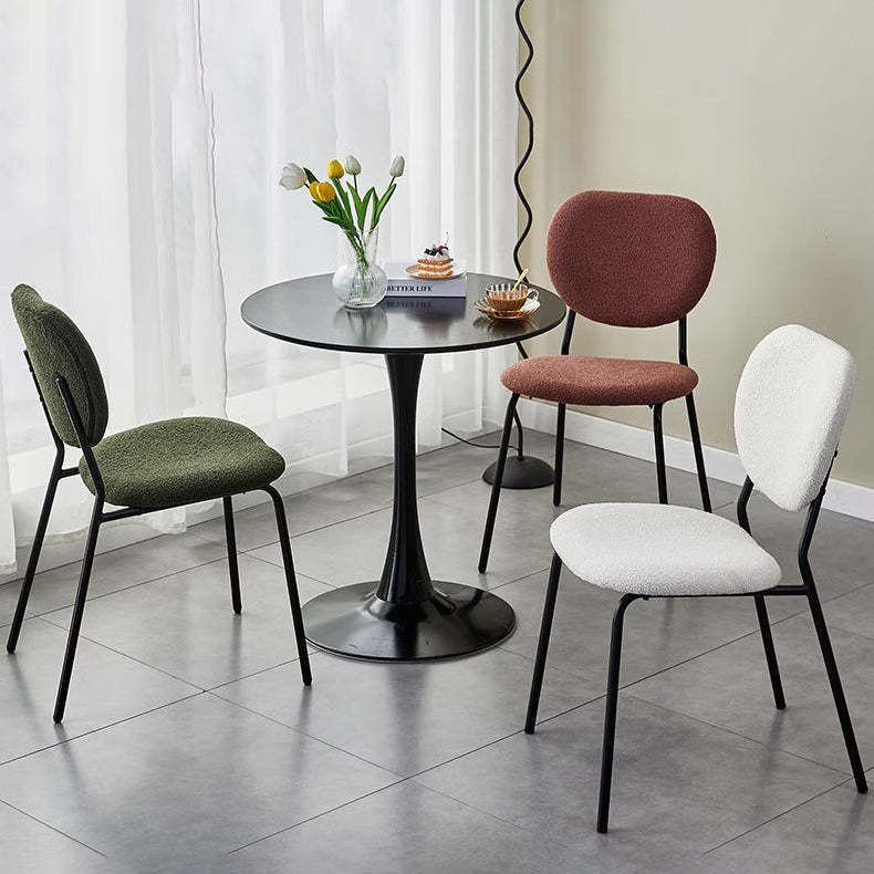 Scandinavian Velvet Iron Rounded Dining Chair