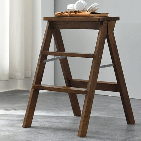 Chinese Wood Rounded Foldable Chair — Walnut Color