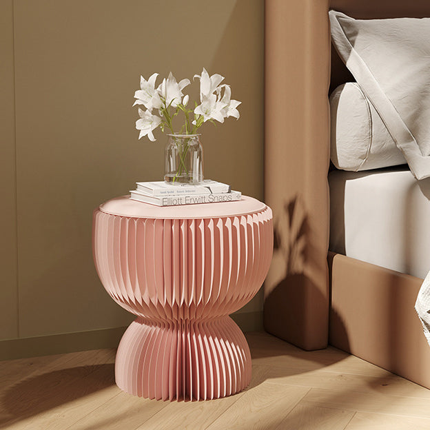 Contemporary Leather Cylinder Foldable Low Stool