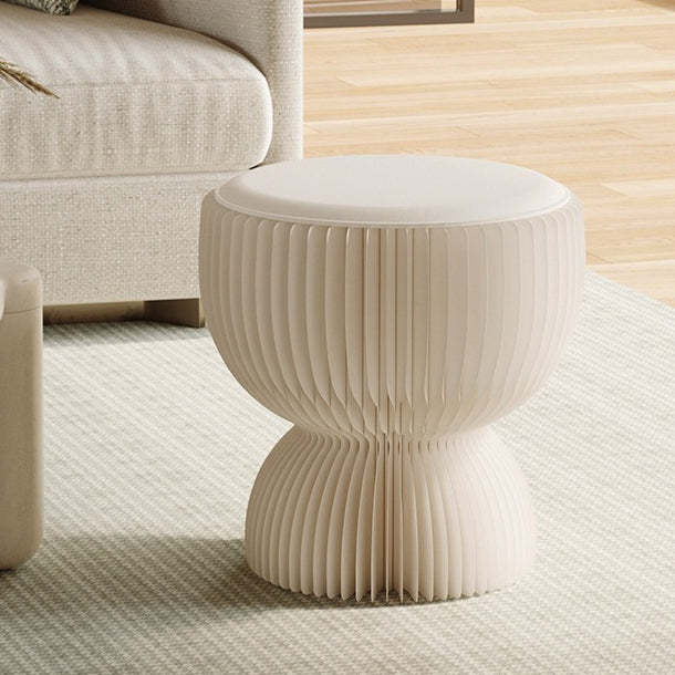 Contemporary Leather Cylinder Foldable Low Stool