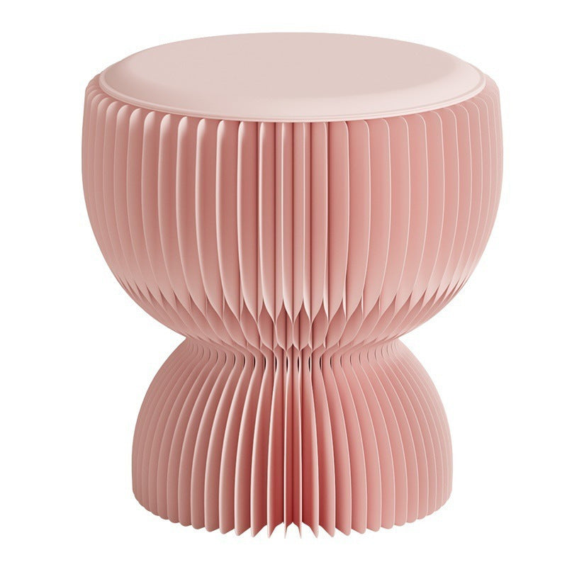 Contemporary Leather Cylinder Foldable Low Stool