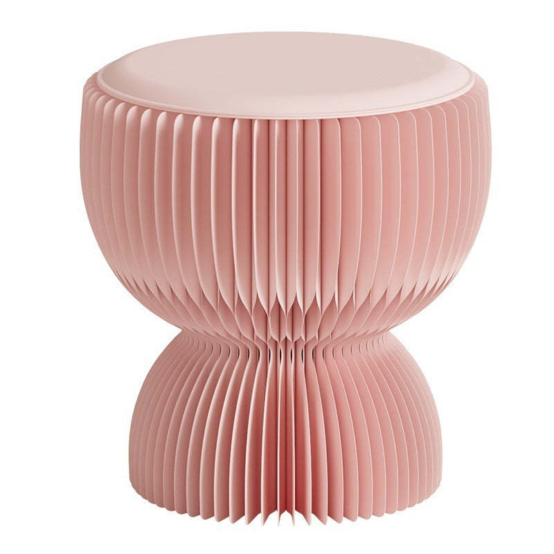Contemporary Leather Cylinder Foldable Low Stool